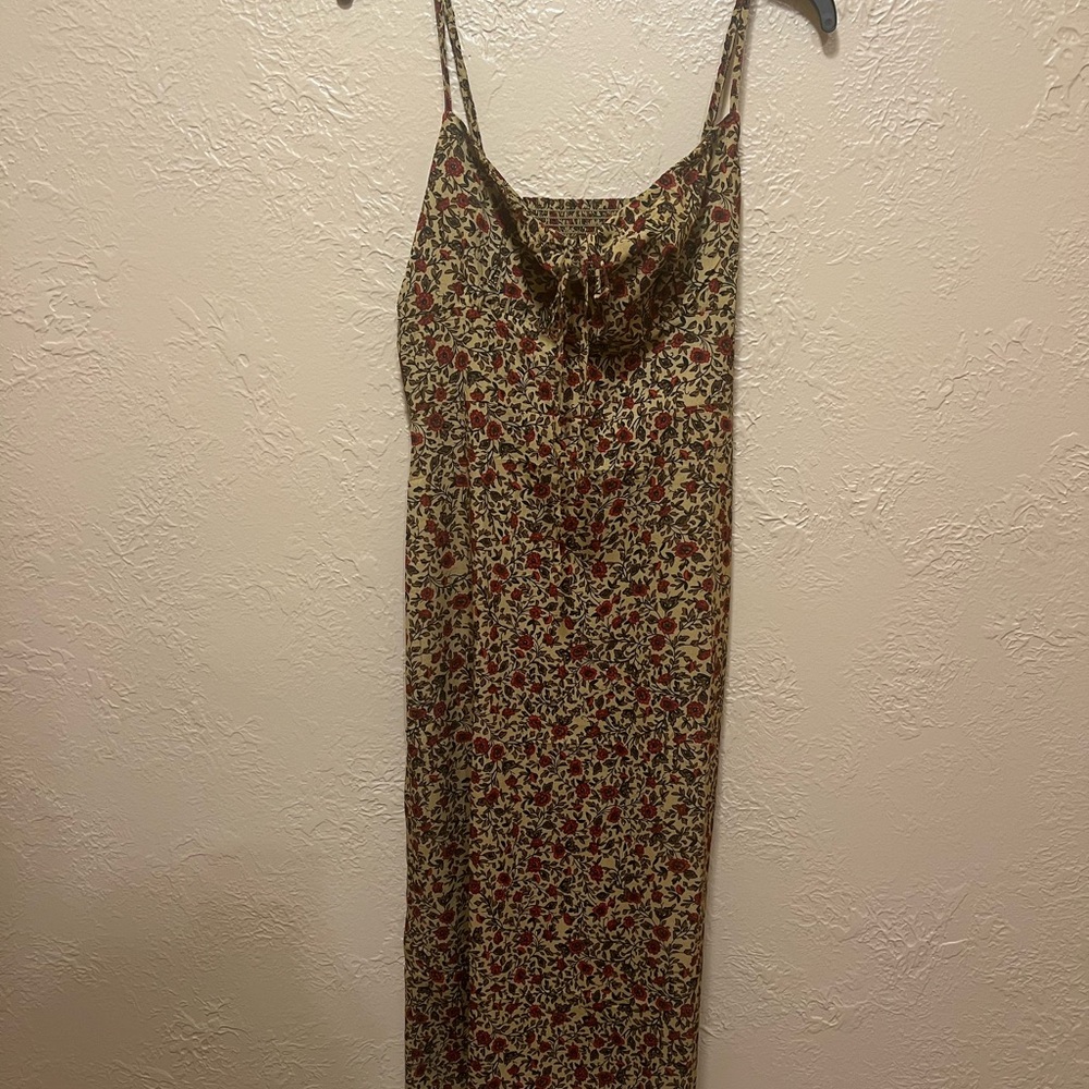 Floral Slip Maxi Dress in Olive and Red
